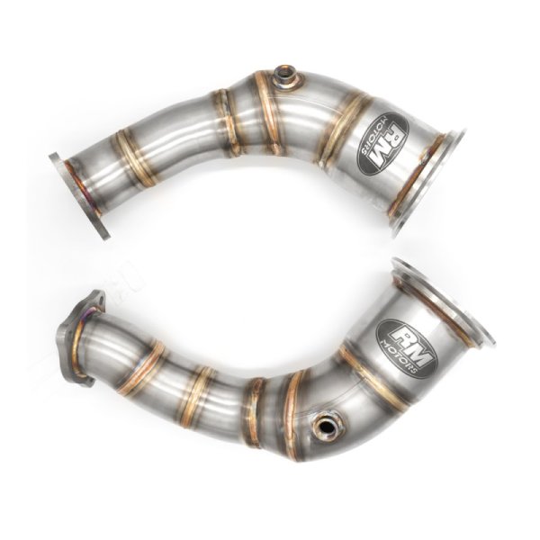 RM Motors Downpipe-Kit 76mm / 3" with HJS Sports Catalyst Euro 6 (200 CPSI), MS (100 CPSI) for various Audi